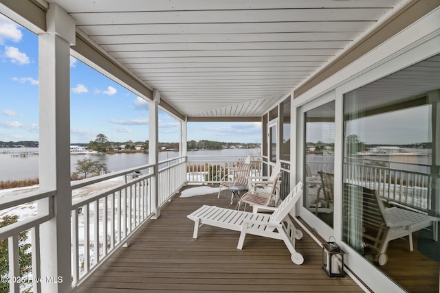 balcony with a water view