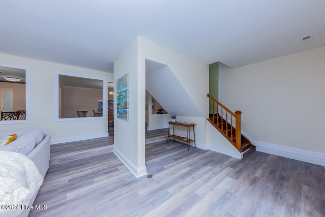 interior space with light hardwood / wood-style floors