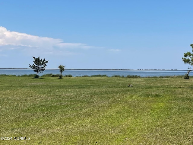 view of yard with a water view