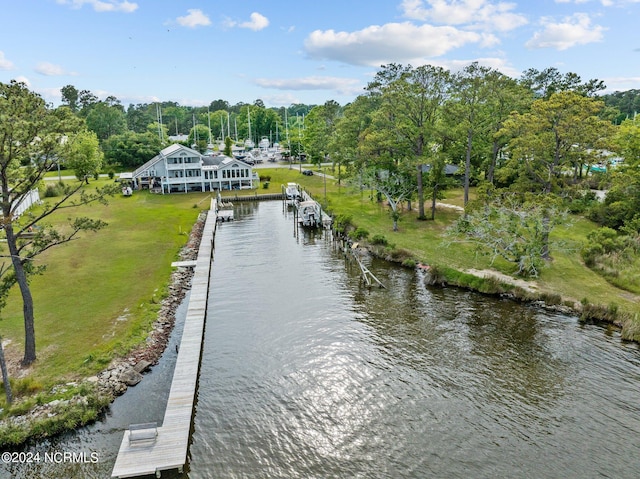 view of water feature featuring a dock