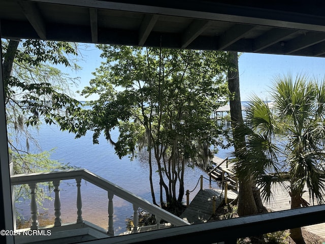 view of water feature featuring a dock