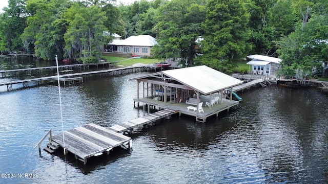 dock area featuring a water view