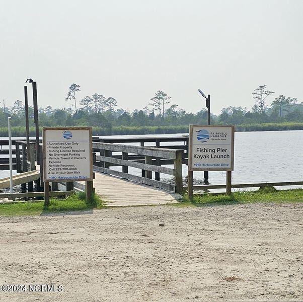 view of dock featuring a water view