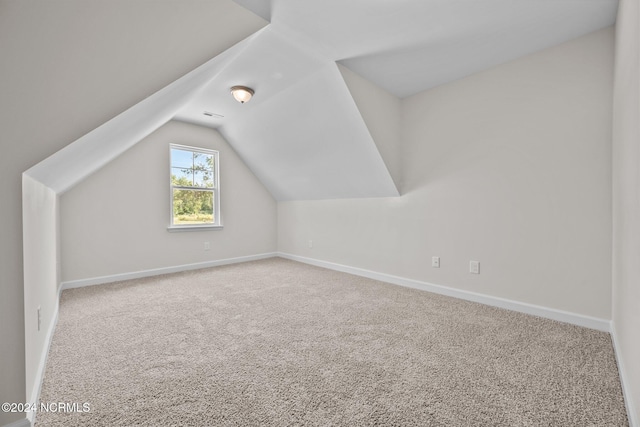 additional living space with carpet flooring and vaulted ceiling