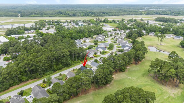 aerial view with a residential view and golf course view