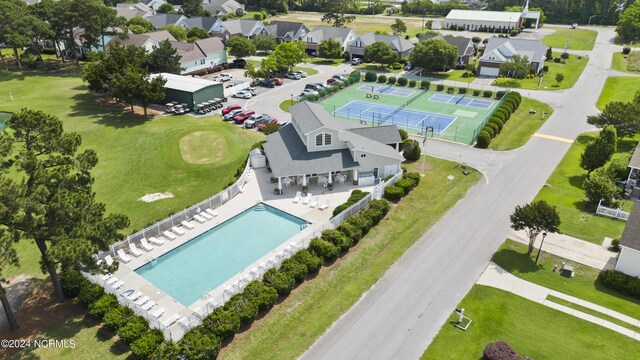 drone / aerial view with a residential view