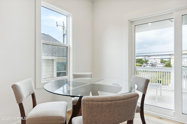 dining area featuring light hardwood / wood-style flooring