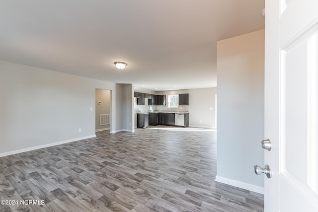 unfurnished living room featuring light hardwood / wood-style flooring