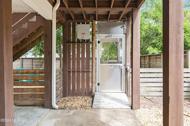 exterior space featuring water heater