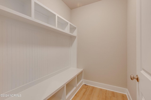 mudroom with light wood-type flooring