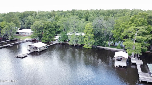 dock area featuring a water view