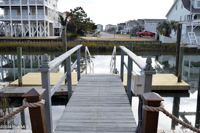 dock area featuring a water view