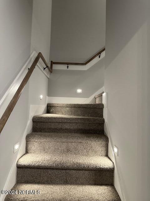 staircase with carpet