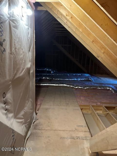 view of unfinished attic