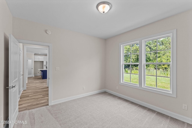 spare room with light hardwood / wood-style floors