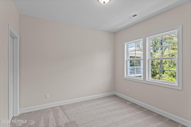 spare room featuring light carpet