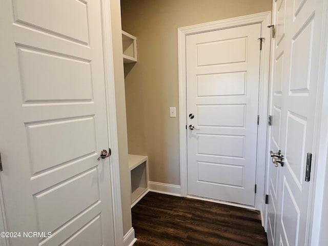 mudroom featuring dark hardwood / wood-style flooring