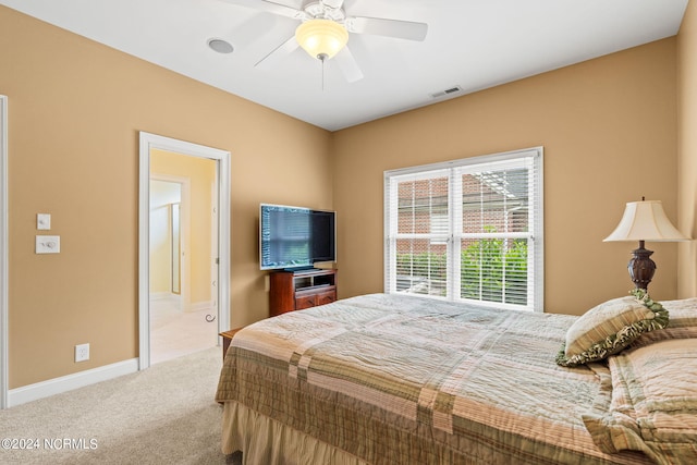 bedroom with carpet and ceiling fan