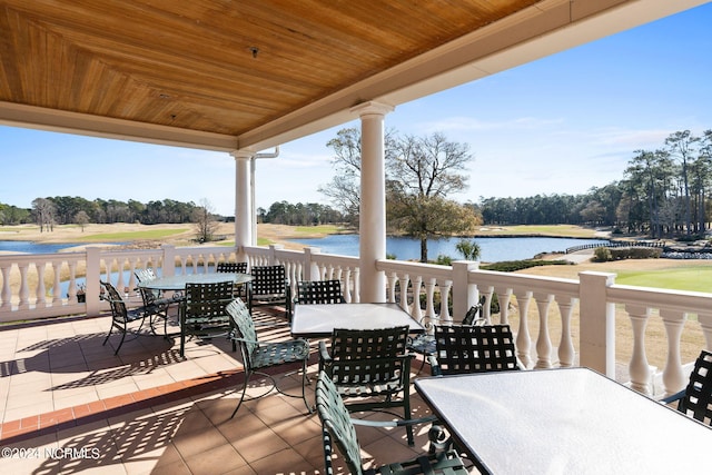 exterior space featuring a water view