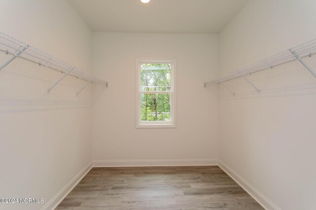 walk in closet featuring hardwood / wood-style flooring