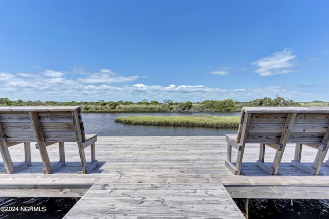 view of dock featuring a water view