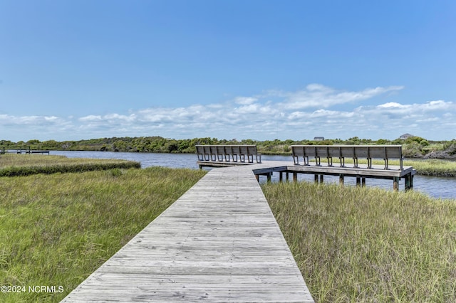 view of dock featuring a water view