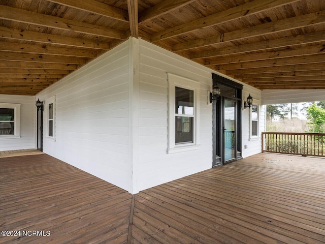 wooden deck featuring covered porch