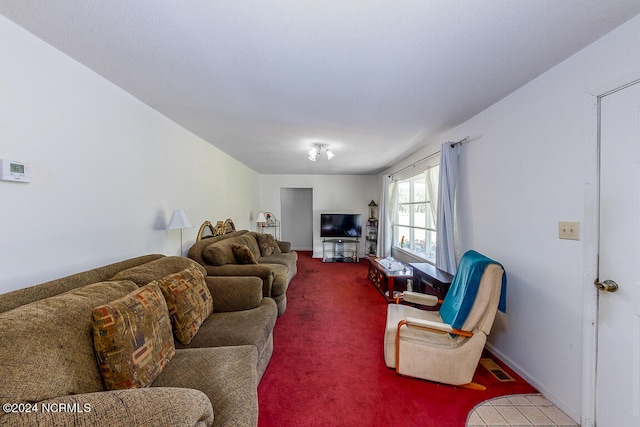 living room featuring carpet