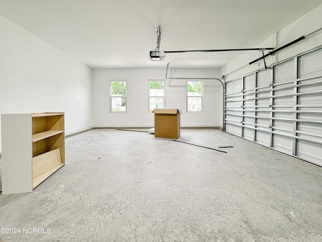 garage with a garage door opener