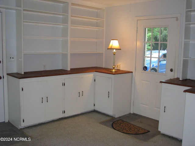 kitchen with white cabinets