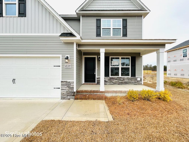 craftsman inspired home with covered porch