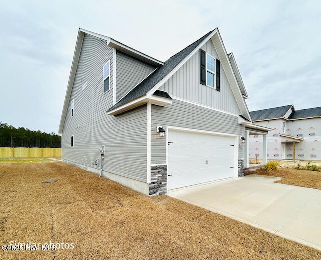 exterior space with a garage