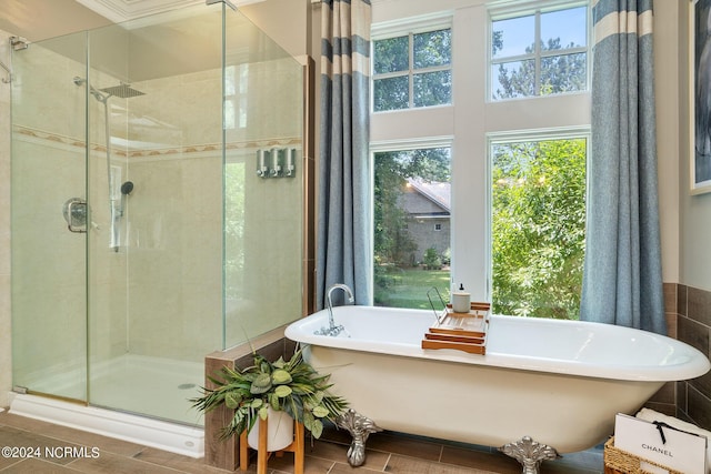 bathroom with independent shower and bath