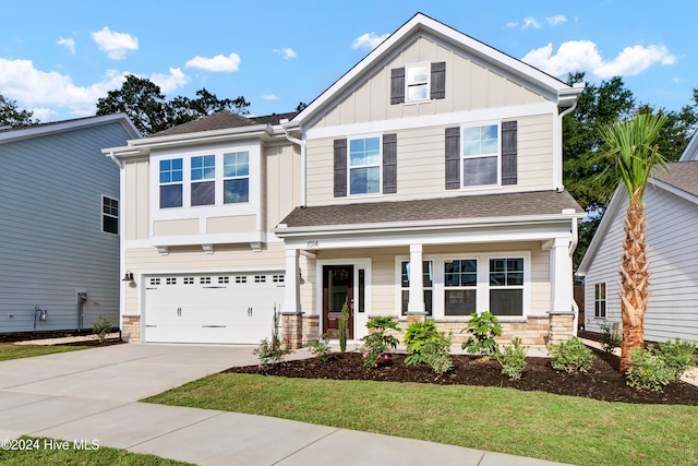 craftsman-style home with a garage