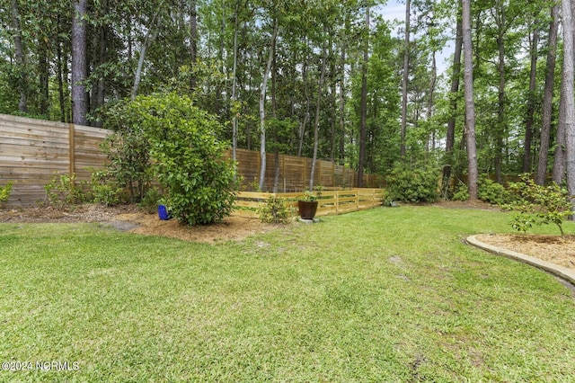 view of yard featuring a fenced backyard