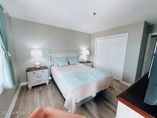 bedroom featuring a closet and hardwood / wood-style floors