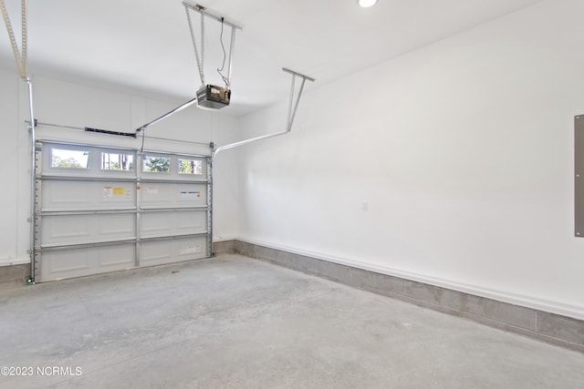 garage with a garage door opener