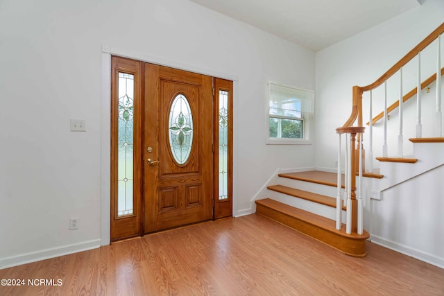 foyer featuring light wood-type flooring