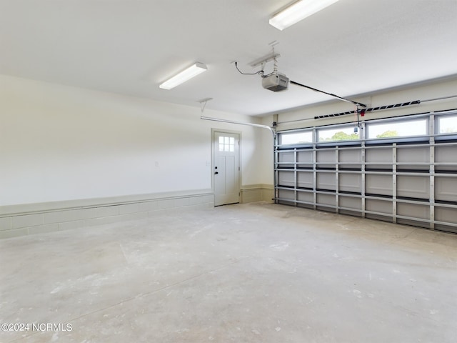 garage with a garage door opener