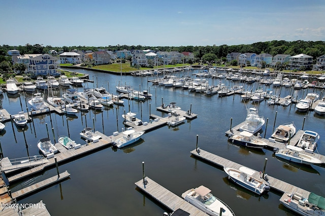 water view with a boat dock