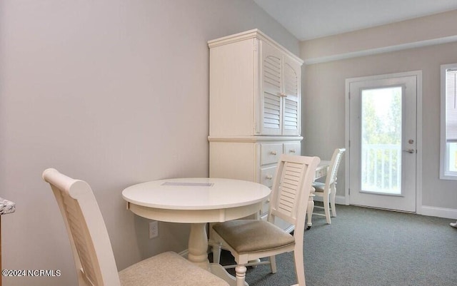 view of carpeted dining room