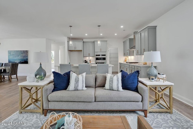 living room featuring light hardwood / wood-style floors