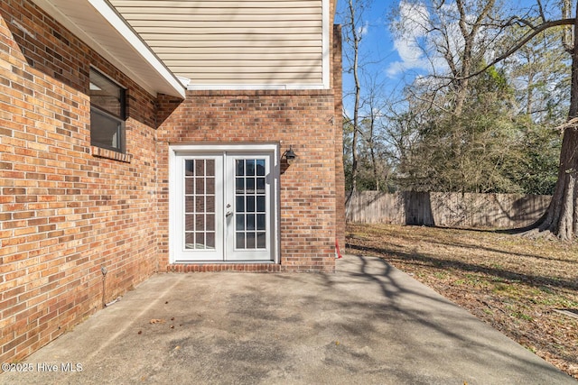 view of patio / terrace featuring french doors