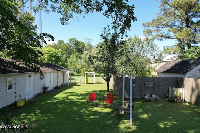 view of yard with a fenced backyard