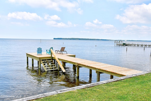 dock area featuring a water view