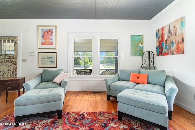 living room with wood-type flooring