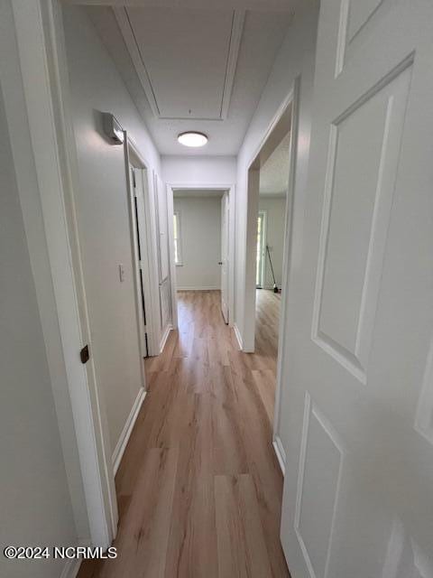 hall featuring light hardwood / wood-style flooring