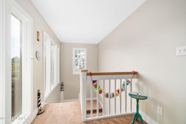 interior space with carpet flooring and a wealth of natural light