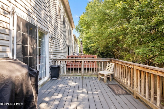 deck featuring grilling area