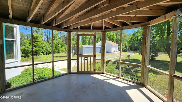 view of unfurnished sunroom